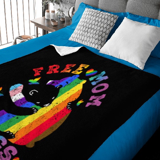 Gay LGBT Pride Mama Bear For Women Free Mom Hugs Baby Blankets