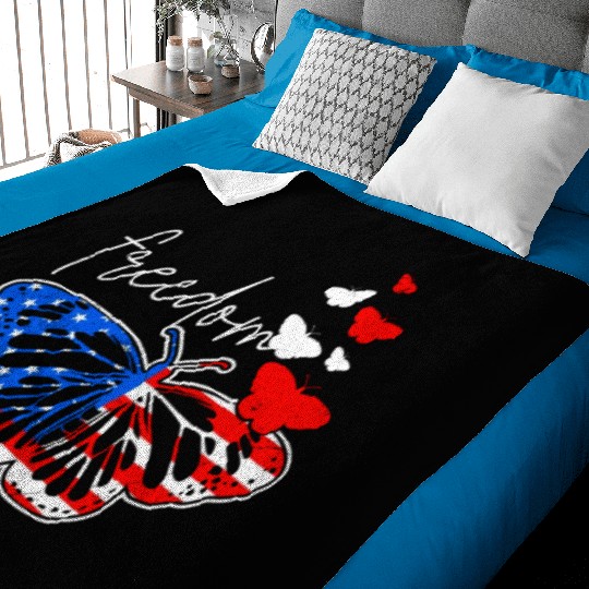 American Freedom Independence Day Butterfly Baby Blankets