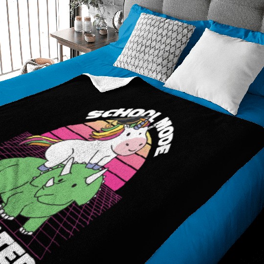 Student Unicorn Triceratops Dino Back To School Baby Blankets