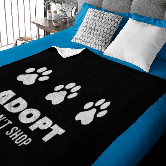 ADOPT DON'T SHOP with paw prints Baby Blankets