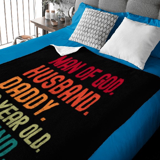 Man of God Husband Dad Funny 50th Birthday Baby Blankets