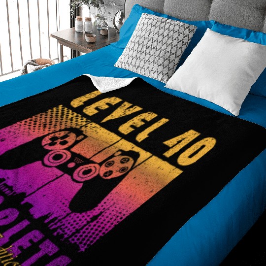 40th Birthday Gaming Level 40 Complete Gamer Baby Blankets