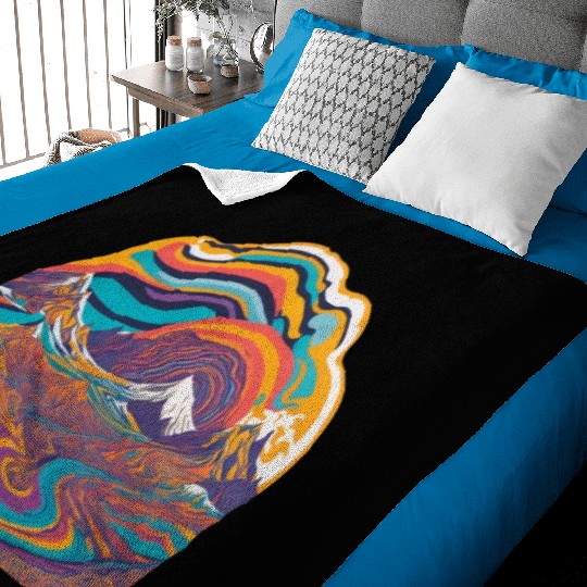 A psychedelic landscape. Baby Blankets