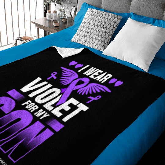 I Wear Violet For My Son Hodgkins Lymphoma Baby Blankets