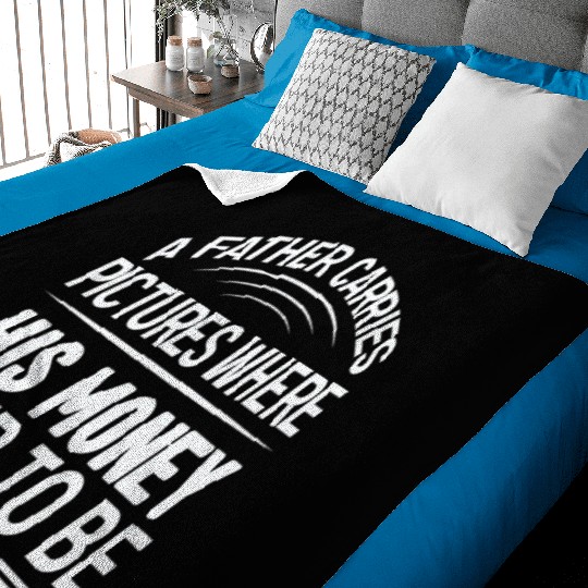 A father carries pictures where his money used to Baby Blankets