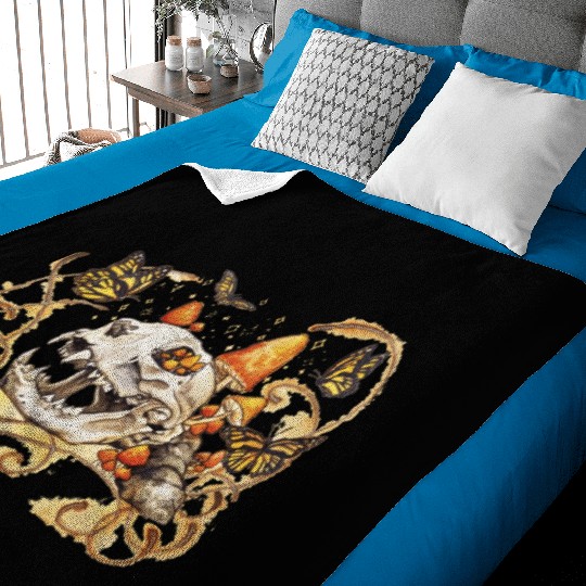 Cat Skull And Butterflies Baby Blankets