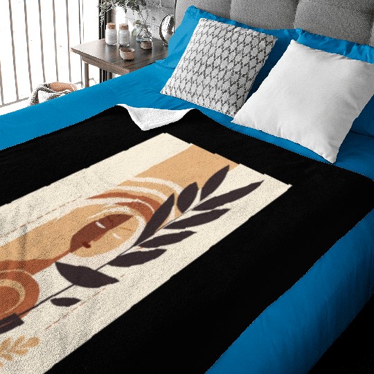 Women Face Mid Century Leaf Oasis Baby Blankets