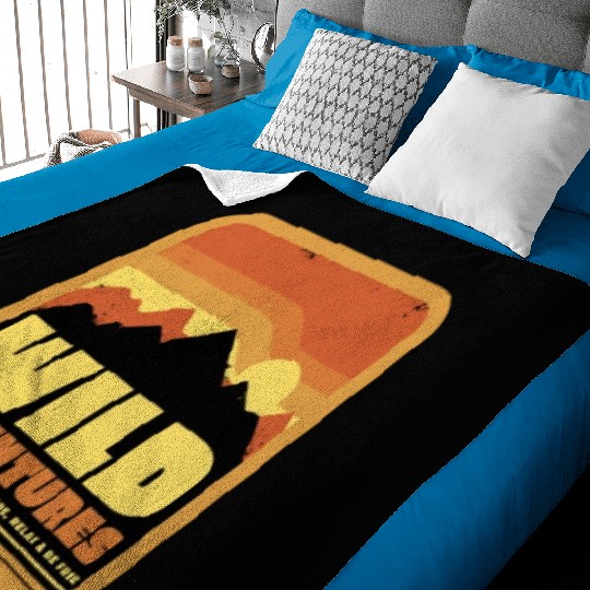 Retro Sunset Mountains, Wild Adventure, Explore Vi Baby Blankets