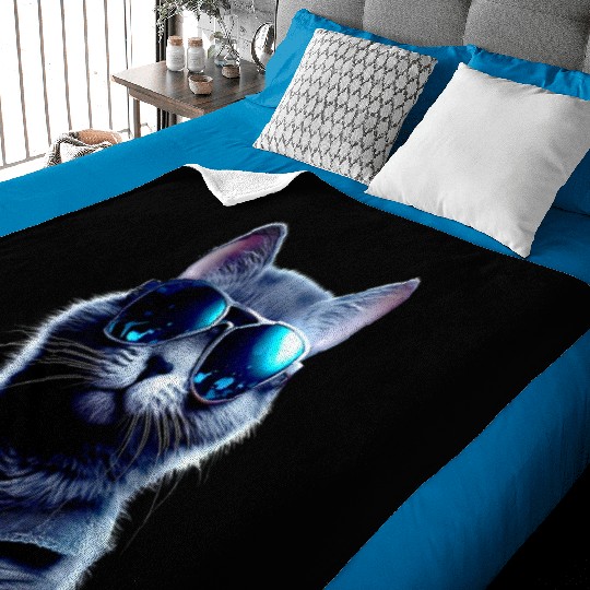 Cat With Sunglasses Cute Cat Mom Meow Paws Kitty Baby Blankets