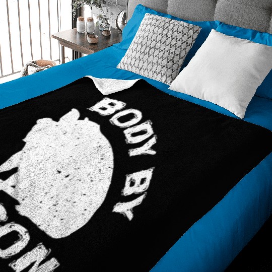 Famer Body By Bacon Pig Bbq Pun Baby Blankets