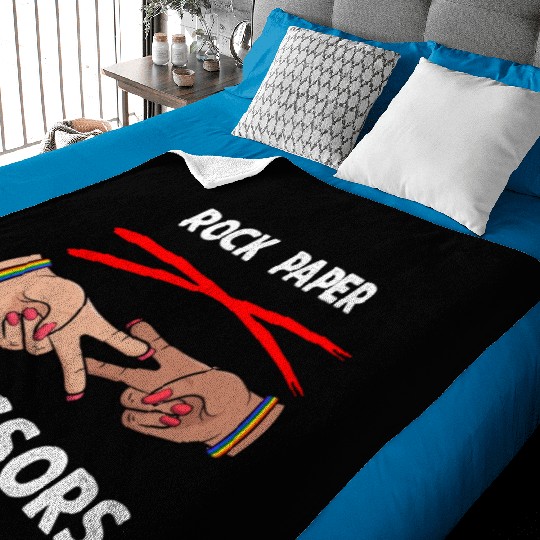 Rock Paper Scissors Funny Lesbian Pride LGBT Baby Blankets