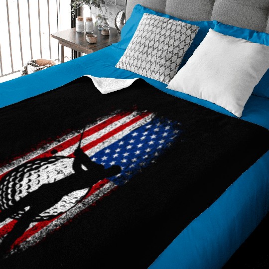 Usa Flag 4th of july golf design for golfers Baby Blankets