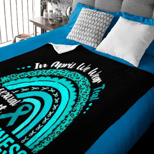 Rainbow In April We Wear Teal Sexual Assault Aware Baby Blankets