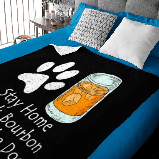 Stay Home Drink Bourbon And Pet The Dog Baby Blankets