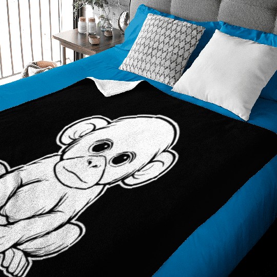Ape Face Apes Apelike Jungle Primate Baby Blankets