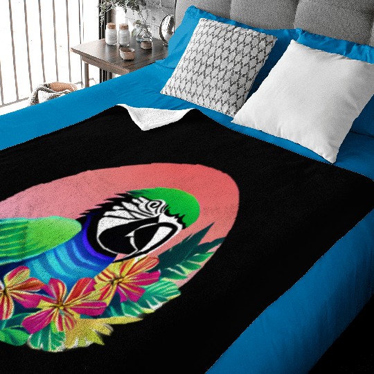 Macaw in the Tropics Baby Blankets