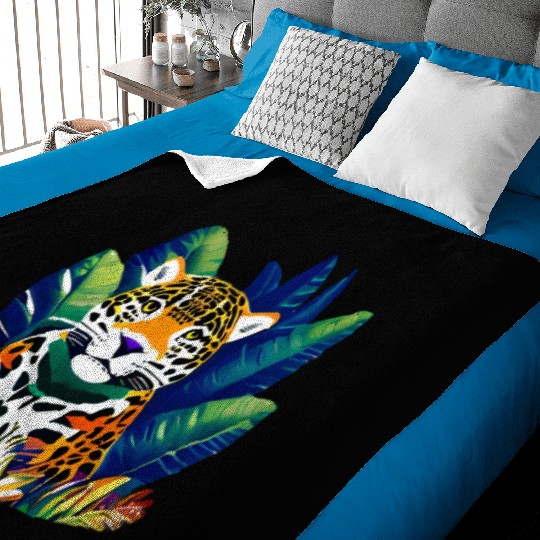 Jaguar in the Tropics Baby Blankets