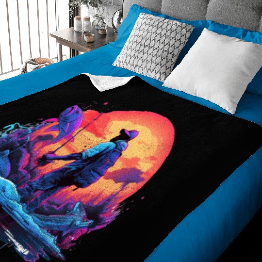 Angler Sunset Neon Style Baby Blankets
