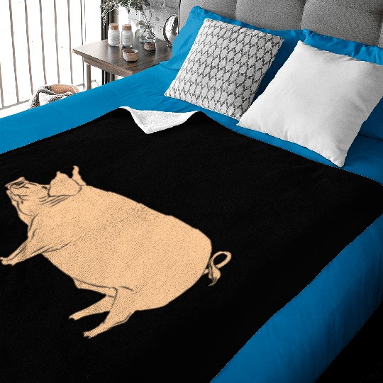 Pink pig logo for best pig farmer or farm. Baby Blankets