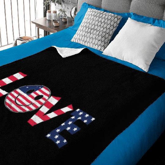 Love USA Flag Patriotic 4th of July America day Baby Blankets