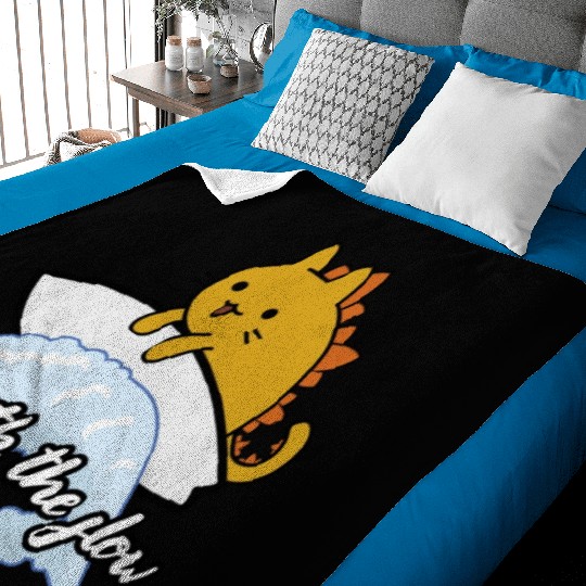 Catzilla Surfer Surf Lover Go With The Flow Baby Blankets