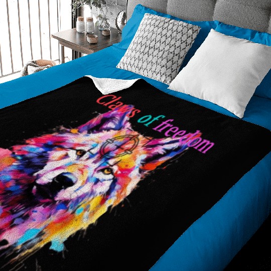 Lone Wolf in Multicolor Baby Blankets