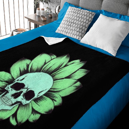 Green Toxic Sunflower Skull Vintage Style Baby Blankets