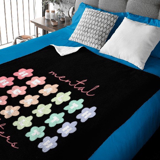 Mental Health Matters Retro Flowers Pastel Rainbow Baby Blankets