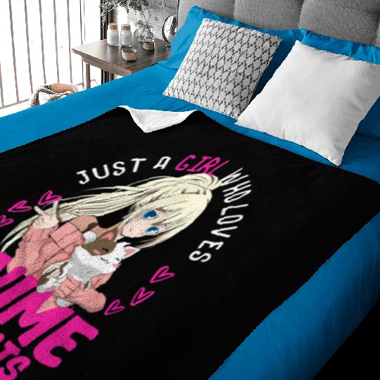 Anime Otaku Cats Japanese Anime Girl Kawaii Cat Baby Blankets