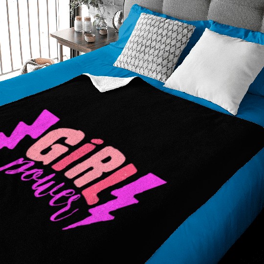 Preppy Room Decor Girl Power Quote With Lightning Baby Blankets