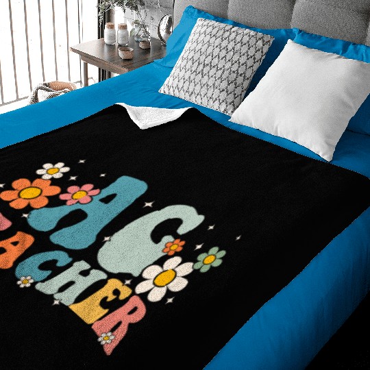 Retro Groovy Agriculture Teachers Squad Back Baby Blankets