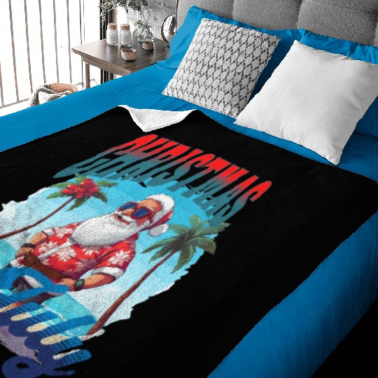 Santa at the Beach | Christmas In July Baby Blankets