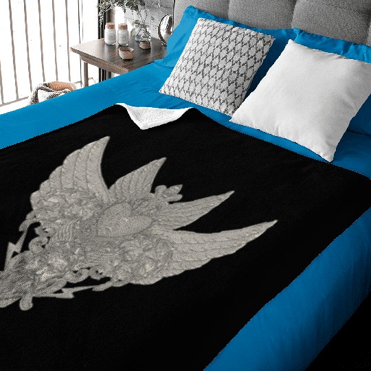 heart with wings, zeus and floral ornament Baby Blankets