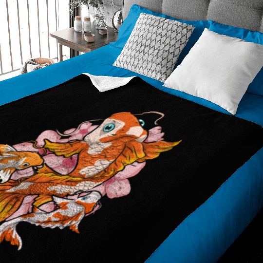 Cherry Blossom Nishikigoi Gift Sakura Koi Carp Baby Blankets