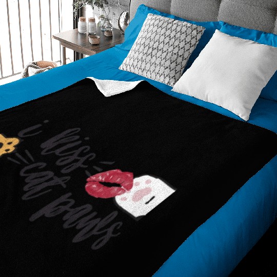 I Kiss Cat Paws stars Baby Blankets