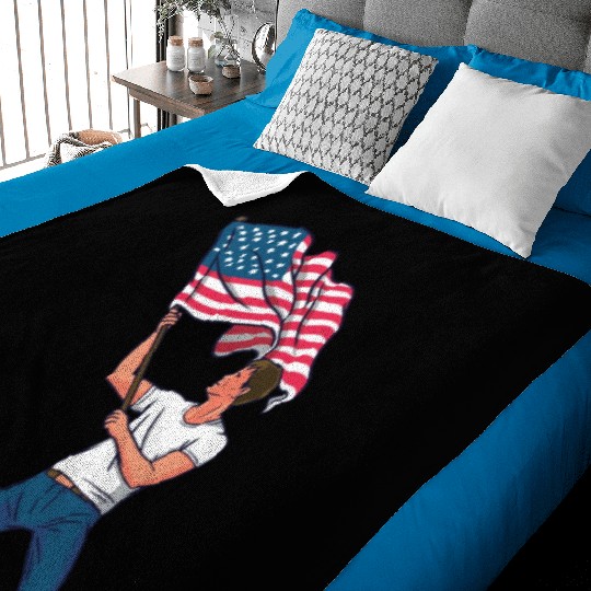 Waving Usa Flag Baby Blankets