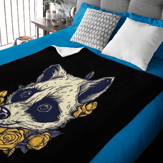 Yellow Flower Raccoon Baby Blankets