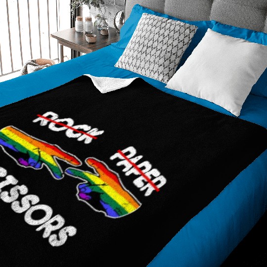 Rock Paper Scissors Funny Lesbian Pride LGBT Fun Baby Blankets