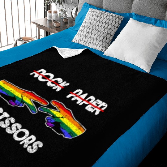 Rock Paper Scissors Funny Lesbian Pride LGBT Cool Baby Blankets