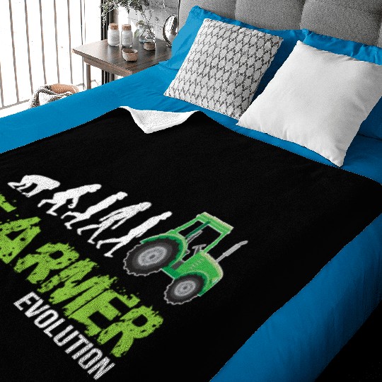 Evolution Of A Farmer Funny Tractor Farming Baby Blankets