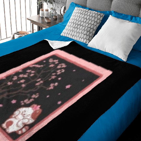Cherry Blossom Baby Blankets, Kawaii Cat Cherry Blossom