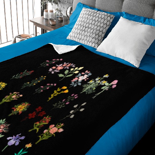 Retro Wildflowers Floral design Baby Blankets