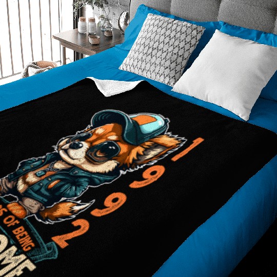 31St Vintage 1992 Puppy 31 Years Baby Blankets