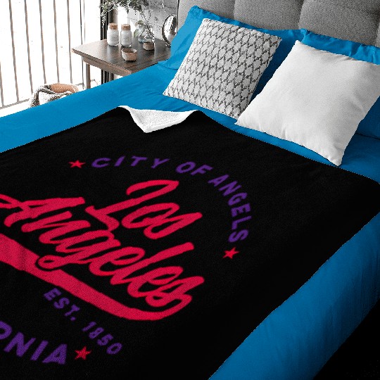 Los Angeles City Of Angels California Red Text Baby Blankets