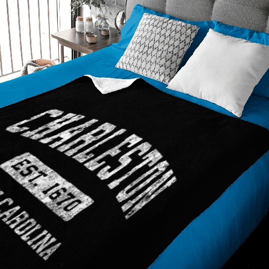 Charleston South Carolina Sc Established Sports Baby Blankets