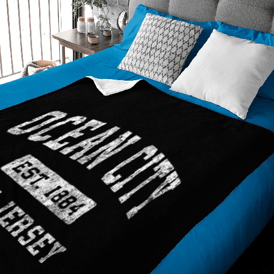 Ocean City New Jersey Nj Established Sports Baby Blankets