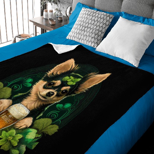 Chihuahua | St. Saint Patricks Day Beer Shamrock Baby Blankets