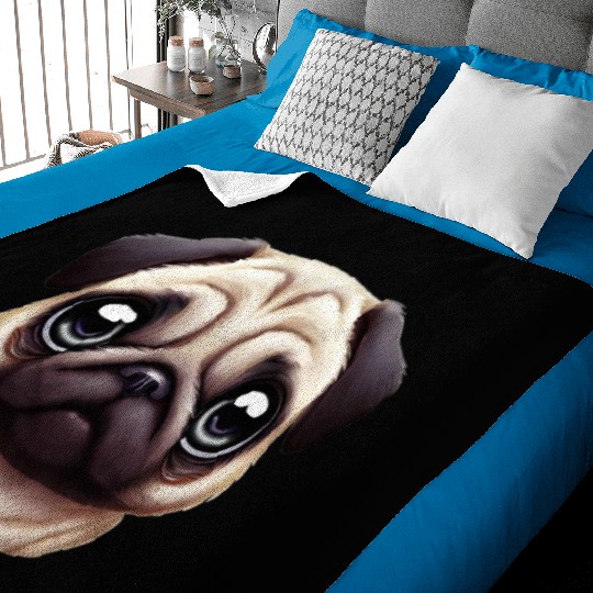 Unique Pug Portrait Baby Blankets