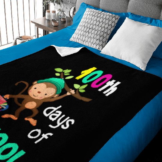 100 Days Of School Monkey Baby Blankets
