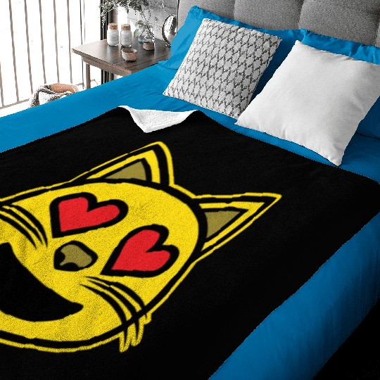 Heart Eyes Smiling Cat Face Funny Feline Lover Baby Blankets